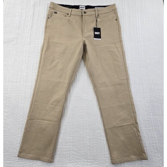 NEW DKNY Stanton Jeans Men's 38x30 Tan Ultimate Stretch Denim Slim Tapered NWT - Picture 1 of 16